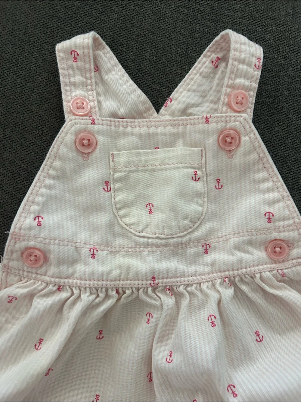 Pink Anchor Print Pinafore Dress - Baby